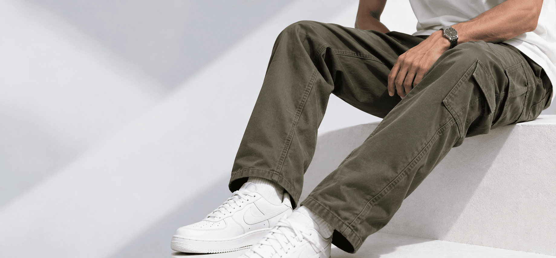 Model wearing Velora cargo pants