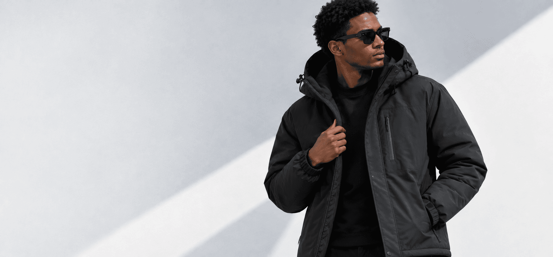 Model wearing Velora technical jacket